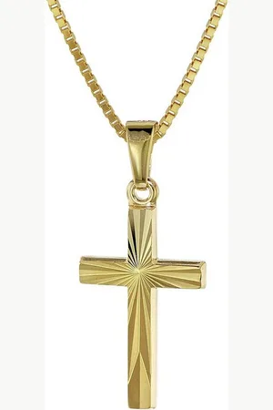 trendor Kette mit Anhänger Kreuz für Gold 333/8 Karat 18 mm + goldplattierte Kette - Verkäufer: uhrcenter