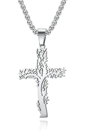 Karisma Kreuzanhänger Lebensbaum Edelstahl Kette Länge 50cm 2mm Dick - Verkäufer: Schmuck