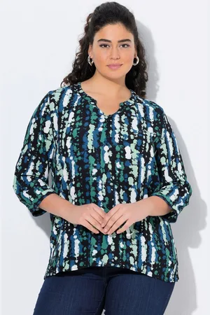 Ulla Popken Tunika Tunika bedruckt Rundhals Knöpfe 3/4-Arm - Verkäufer: Popken Fashion Group