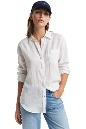 GANT Langarmbluse 4300479 Damen Bluse Relaxed Fit Leinen mit spitzem Kragen - Verkäufer: APPAREL PARTNERS