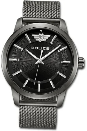 Police Quarzuhr Herrenuhr Edelstahl, (Analoguhr), Herrenuhr Edelstahlarmband dunkelgrau, rundes Gehäuse, groß (44x52mm) - Verkäufer: Fit4Style Silberschmuck - IMPPAC