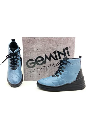 GEMINI Damen Schnür-Boots jeansblau mit seitlichem Reißverschluss 41 Stiefelette - Verkäufer: Littmann
