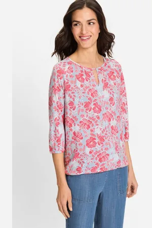 Olsen Rundhalsshirt (1-tlg) mit Glitzerstreifen und Ziersteppung am Rundhalsausschnitt - Verkäufer: GUTEMARKEN