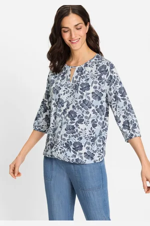 Olsen Rundhalsshirt (1-tlg) mit Glitzerstreifen und Ziersteppung am Rundhalsausschnitt - Verkäufer: GUTEMARKEN