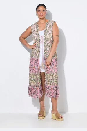 Miamoda Sommerjacke Weste lange A-Linie Blüten-Stickerei - Verkäufer: Popken Fashion Group