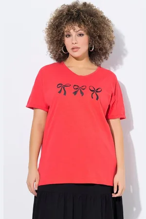 Ulla Popken T-Shirt T-Shirt Schleifen Oversized V-Ausschnitt Halbarm - Verkäufer: Popken Fashion Group