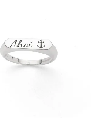 DUR Fingerring Schmuck: Signet Ring "Ahoi / Anker", oxidiert, R6019 - Verkäufer: Strandsandschmuck