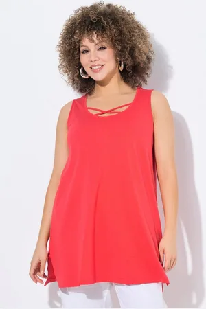 Ulla Popken Longtop Longtop Zierbänder A-Linie Rundhals ärmellos - Verkäufer: Popken Fashion Group