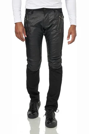 KINGZ Slim-fit-Jeans Rockige Herren Biker Jeans in Regular-Fit 29W/34L - Verkäufer: DENIM FABRIK
