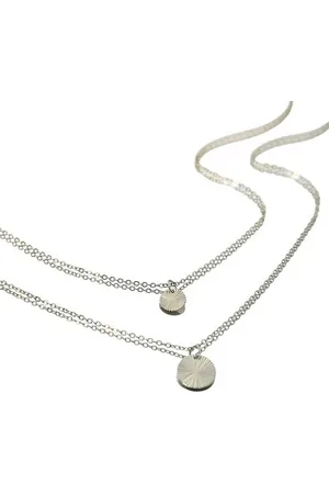 Karma Kette mit Anhänger 2lagig Medaillon Silber Legierung Damen Kette (Medaillonkette Layering), verstellbar für Frauen modern Damenhalskette - Verkäufer: Sanixa