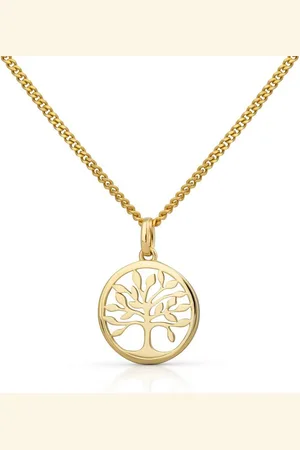 Orolino Kette mit Anhänger Gold 375 mit Lebensbaum-Motiv 42/45cm lang