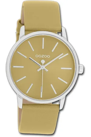 Oozoo Quarzuhr Leder Damen Uhr Analog Quarzuhr, (Analoguhr), Damenuhr Lederarmband sandgelb, beige, rund, mittel (ca. 36mm) - Verkäufer: Fit4Style Silberschmuck - IMPPAC