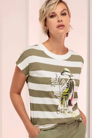 Bianca Rundhalsshirt JULIE in modischem Streifen-Design mit Frontmotiv - Verkäufer: