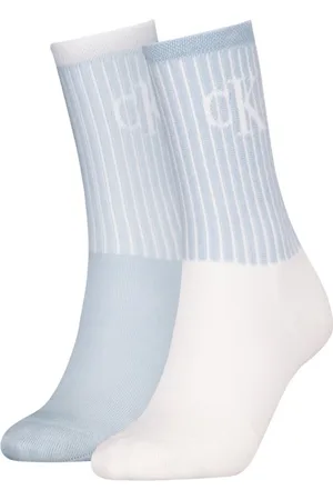 Calvin Klein Socken CKJ WOMEN SOCK 2P GLOSSY RIB (2-Paar, 2 Paar) mit Logostickerei