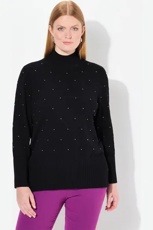 Ulla Popken Strickpullover Pullover Rhomben Ziernieten Stehkragen Langarm - Verkäufer: Popken Fashion Group