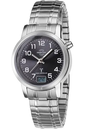 Master Time Quarzuhr MasterTime Damen-Funkuhr Basic, silber/ schwarz - mit Zugband - MTLA-10309-22M - Verkäufer: Selva Technik GmbH