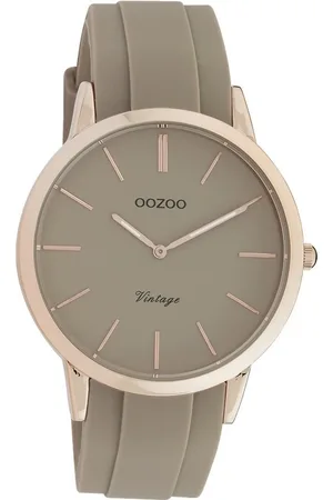 Oozoo Quarzuhr Damen Armbanduhr Vintage Series, (Analoguhr), Damenuhr rund, groß (ca. 42mm), Silikonarmband taupe, , Fashion - Verkäufer: Fit4Style Silberschmuck - IMPPAC
