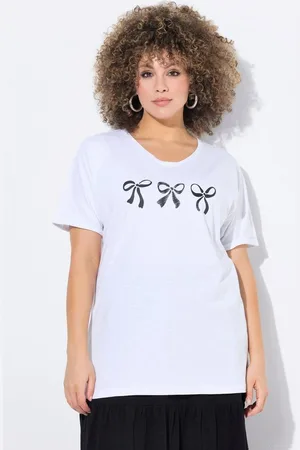 Ulla Popken T-Shirt T-Shirt Schleifen Oversized V-Ausschnitt Halbarm - Verkäufer: Popken Fashion Group