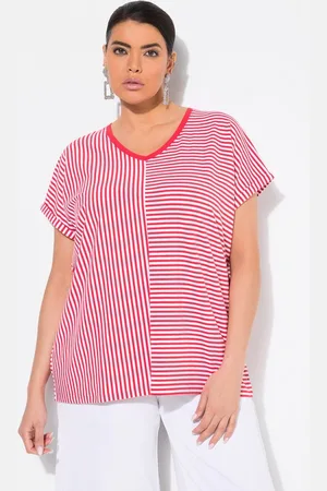 Ulla Popken T-Shirt Shirt Ringelmix Oversized V-Ausschnitt Halbarm - Verkäufer: Popken Fashion Group