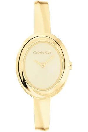 Calvin Klein Quarzuhr TWISTED BEZEL BANGLE 25100056, Armbanduhr, Damenuhr, Edelstahlarmband, analog
