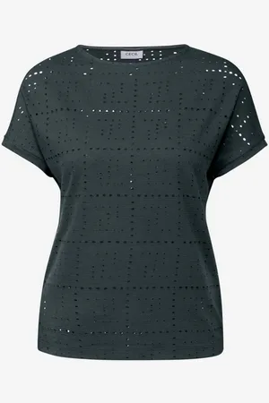 CECIL Kurzarmshirt T-Shirt mit Lochmuster (1-tlg) - Verkäufer: Stylaholic The Shop
