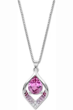Lotus Silberkette Halskette 925 Silber (Halskette), Halskette Zirkoniastein 42cm, 925 Sterling Silber, Farbe: silber, rosa - Verkäufer: Fit4Style Silberschmuck - IMPPAC