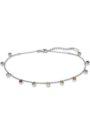 Lotus Fußkette mit Anhänger Armband Zirkoniastein 925, Armband Zirkoniastein ca. 23cm, 925 Sterling Silber, Farbe: mehrfarbig - Verkäufer: Fit4Style Silberschmuck - IMPPAC