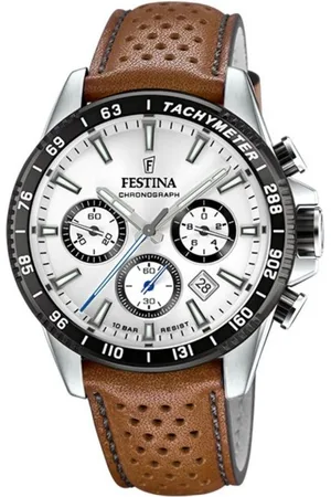 Festina Chronograph Armbanduhr F20561/1 Edelstahl Leder braun - Verkäufer: Juwelier SCHWAHN