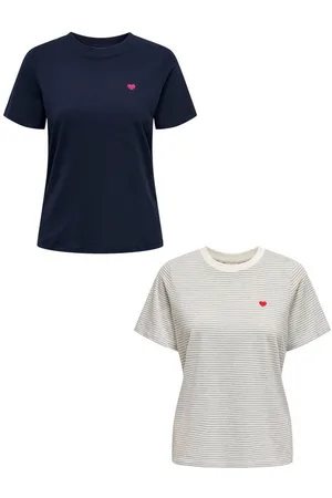 JACQUELINE DE YONG T-Shirt T-Shirt 2er-Set Rundhals Kurzarn lockeres Baumwolle Shirt (2-tlg) JDYPISA S/S PRINT TOP JRS NOOS - Verkäufer: ARIZONAS