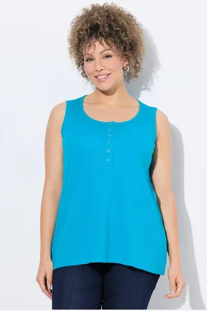 Ulla Popken Longtop Top Rippjersey Rundhals Knopfleiste ärmellos - Verkäufer: Popken Fashion Group
