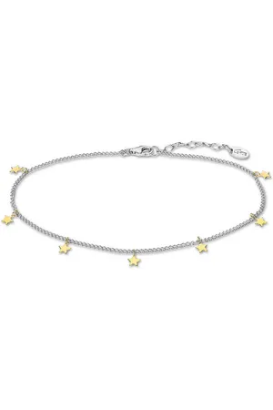 Lotus Fußkette mit Anhänger Sterne 925 Silber Lotus, Armband Sterne ca. 23cm, 925 Sterling Silber, Farbe: silber, gold - Verkäufer: Fit4Style Silberschmuck - IMPPAC