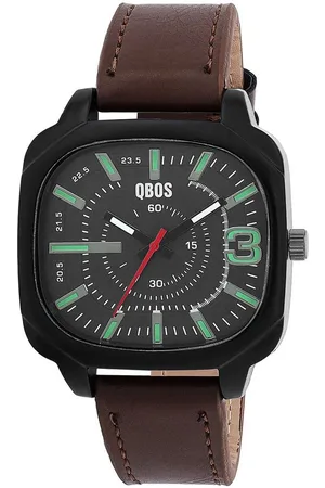 QBOS Quarzuhr 2900278 Lederimitat Armband, Metall, schwarzes Gehäuse - Verkäufer: Shaghafi GmbH