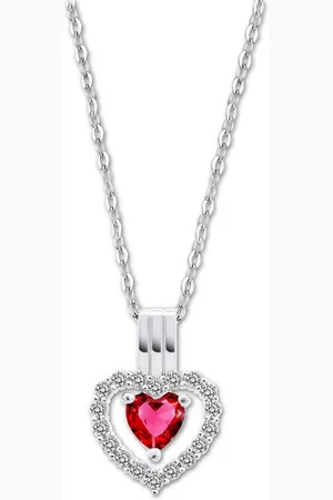 Lotus Silberkette Halskette Herz 925 Silber (Halskette), Halskette Herz ca. 42cm, 925 Sterling Silber, Farbe: silber, rot - Verkäufer: Fit4Style Silberschmuck - IMPPAC