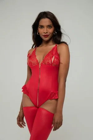 Christine le Duc Stringbody Wetlook ouvert Body Christelle - Rot (1-tlg) - Verkäufer: AMORELIE