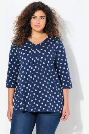 Ulla Popken T-Shirt Shirt Punkte A-Linie Zierfalten V-Ausschnitt - Verkäufer: Popken Fashion Group