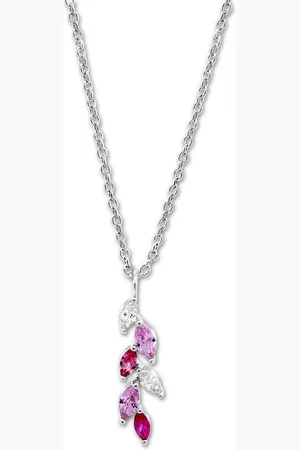Lotus Silberkette Halskette Blätter 925 (Halskette), Halskette Blätter ca. 42cm, 925 Sterling Silber, Farbe: silber, rosa - Verkäufer: Fit4Style Silberschmuck - IMPPAC