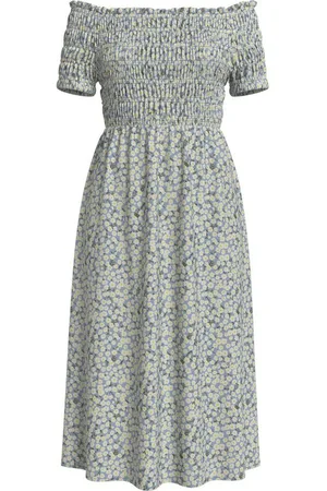 VILA Shirtkleid Off-Shoulder Design Sommerkleid mit elastischem Ausschnitt (extralang) VILISA OFF SHOULDER MIDI SMOCK DRESS/DFS - Verkäufer: ARIZONAS