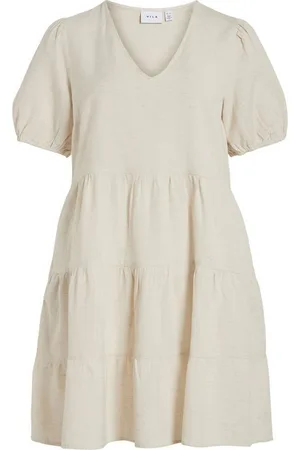 VILA Shirtkleid V-Ausschnitt mit Rüschen und Puffärmeln (lang) VIPRISILLA NEW S/S SHORT DRESS/2 - Verkäufer: ARIZONAS