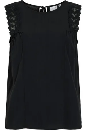 VILA Blusenshirt Ärmelloses Top mit Spitzenbesatz und Rückenschnürung VIPERNILLU O-NECK TOP - Verkäufer: ARIZONAS