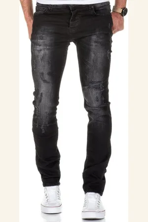 amaci Slim-fit-Jeans FRESNO Slim Fit Destroyed Jeans Herren Destroyed Regular Slim Denim Basic Hose - Verkäufer: