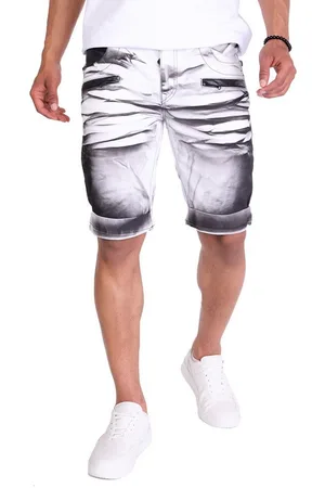 KINGZ Caprihose Herren Jeans Designer Capri Slim-Fit Batik-Look 1782-2 XL - Verkäufer: DENIM FABRIK