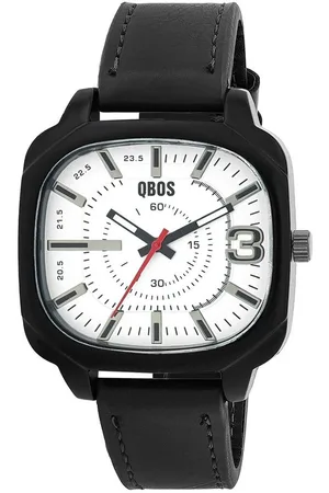 QBOS Quarzuhr 2900278 Lederimitat Armband, Metall, schwarzes Gehäuse - Verkäufer: Shaghafi GmbH