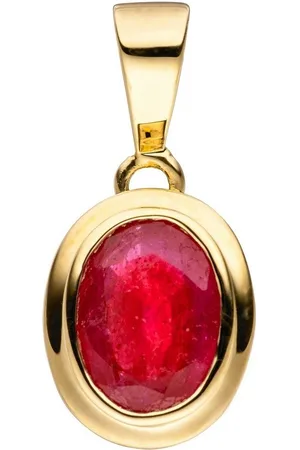 Jobo Kettenanhänger Anhänger oval, 585 Gold mit Rubin