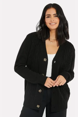 Threadbare Strickjacke THB Tanzanite Cable Button Up Cardigan Black (1-tlg) mit Knöpfen - Verkäufer: onQuality