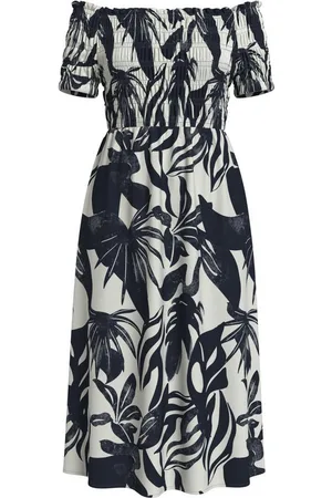 VILA Shirtkleid Off-Shoulder Design Sommerkleid mit elastischem Ausschnitt (extralang) VILISA OFF SHOULDER MIDI SMOCK DRESS/DFS - Verkäufer: ARIZONAS