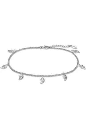 Lotus Fußkette mit Anhänger Federn 925 Silber Lotus, Armband Federn ca. 23cm, 925 Sterling Silber, Farbe: silber - Verkäufer: Fit4Style Silberschmuck - IMPPAC