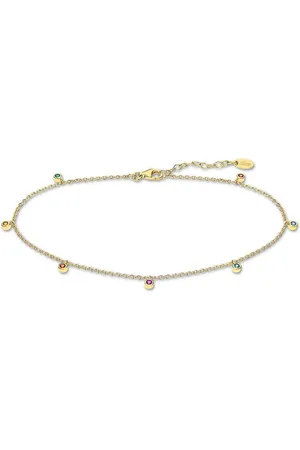 Lotus Fußkette mit Anhänger Kreis 925 Silber Lotus, Armband Kreis ca. 23cm, 925 Sterling Silber, Farbe: gold, mehrfarbig - Verkäufer: Fit4Style Silberschmuck - IMPPAC
