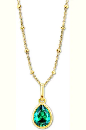 Lotus Silberkette Halskette Zirkoniastein (Halskette), Halskette Zirkoniastein 42cm, 925 Sterling Silber, Farbe: gold, grün - Verkäufer: Fit4Style Silberschmuck - IMPPAC
