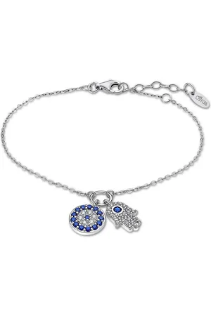 Lotus Silberarmband Armband Hand der Fatima (Armband), Armband Hand der Fatima 16cm, 925 Sterling Silber, Farbe: silber, blau - Verkäufer: Fit4Style Silberschmuck - IMPPAC