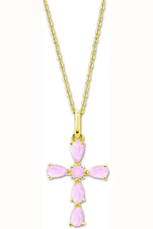 Lotus Silberkette Halskette Kreuz 925 (Halskette), Halskette Kreuz ca. 42cm, 925 Sterling Silber, Farbe: gold, rosa - Verkäufer: Fit4Style Silberschmuck - IMPPAC